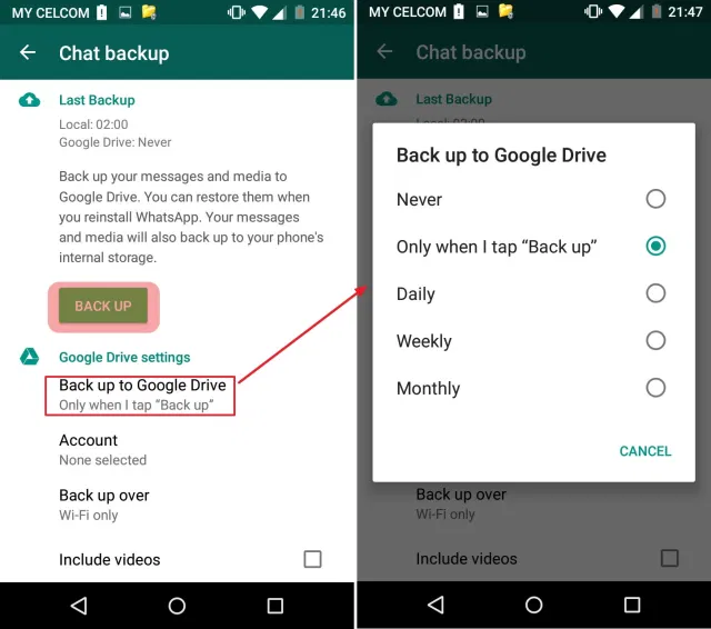cara backup whatsapp chat