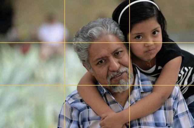 objek yang diletakkan dalam kawasan titik fokus pada garisan grid panduan fotografi hp
