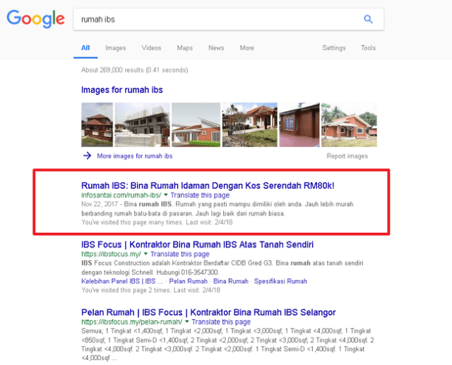 keputusan google search untuk rumah ibs