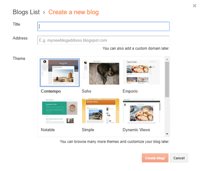 create new blog