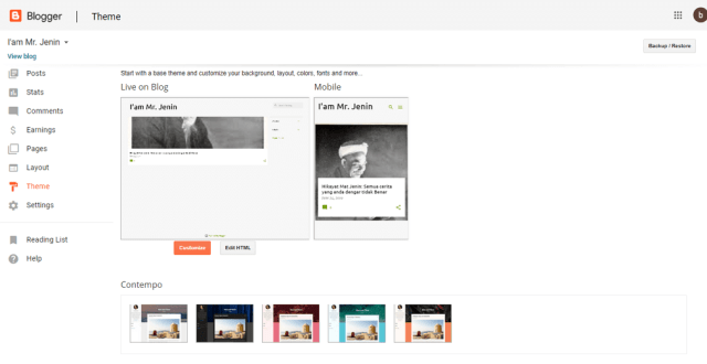 pilihan theme blogger