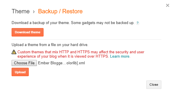 upload custom blogger theme